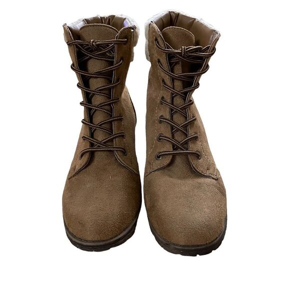 Bamboo ~ Tan Suede Boots with shearling accent ~ size 8 - Picture 5 of 12